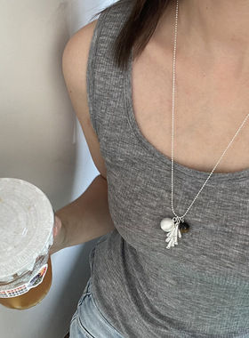 韩国博主同款银色水滴吊坠项链小众ins风高级感百搭时尚毛衣配饰