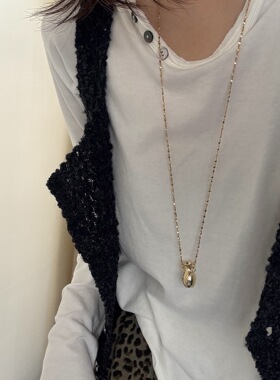 韩系简约生命之水小酒神项链ins风金色珍珠葡萄串抽拉长款毛衣链