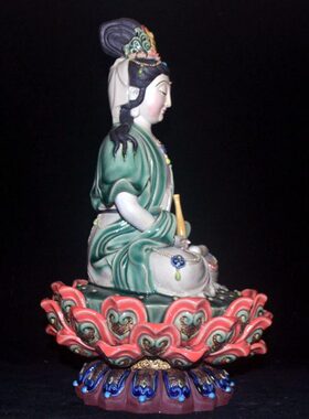 石湾公仔陶瓷坐莲静瓶观音菩萨摆件供奉寺庙门厅家居饰品礼品摆设