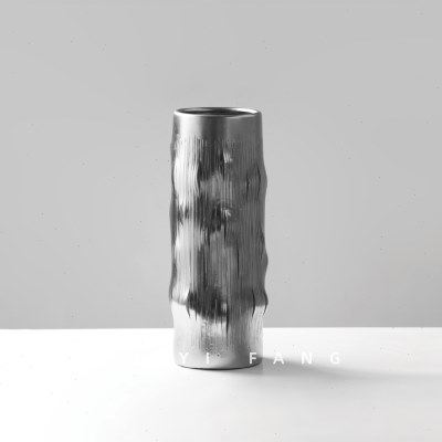 一匚银色陶瓷花器扁口创意家居售楼处样板间卧室餐桌玄关花瓶摆件,淘宝优惠券,粉丝福利购,淘宝优惠卷