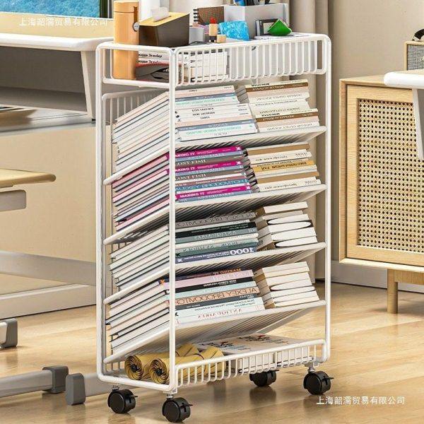 书架落地多层小推车置物架书桌旁带轮可移动简易儿童铁艺收纳架子,淘宝优惠券,粉丝福利购,淘宝优惠卷