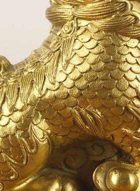 铜麒麟摆件一对 护宝麒麟金属工艺品 家居装饰品 麒麟摆设