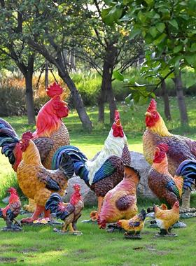 户外园林景观公园雕塑饭店农场仿真公鸡母鸡动物摆件花园庭院装饰