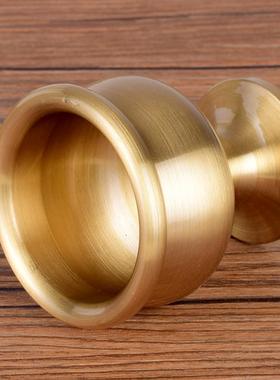 佛具纯铜拉丝高脚供杯室内复古圣水杯供奉财神茶杯酒杯净水杯包邮