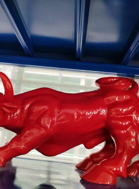 特大号华尔街红牛陶瓷牛摆件47公分红色牛气冲天生肖开业礼品