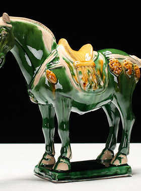 博艺萱 唐三彩六骏马工艺品陶瓷马家居客厅装饰品小摆件商务礼品