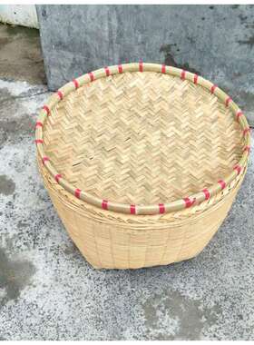 手工竹编大号箩筐竹编制品 淘米箩篼粮食竹筐 收纳篓喜事筐簸箕无
