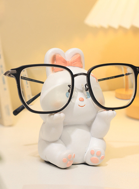 创意卡通熊猫树脂眼镜收纳层架办公室桌面装饰小摆件可爱支架子展