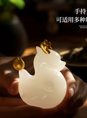 天然玉石龙年生肖摆件招财吉祥物办公室家居桌面装饰2024新年礼品