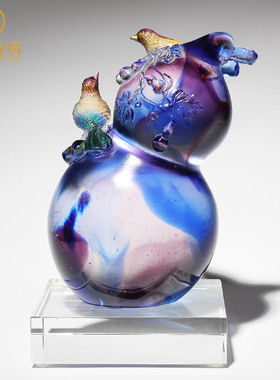琉璃喜鹊葫芦摆件玻璃工艺品家居摆设搬迁礼品乔迁新居实用家居装