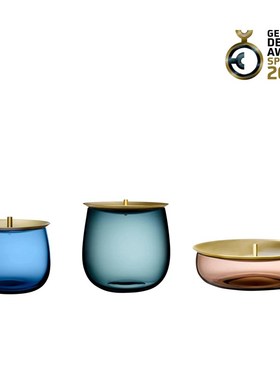 Nude努德 土耳其进口水晶玻璃金属盖玻璃罐首饰盒样板房装饰摆件