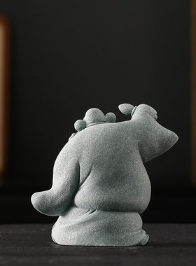 创意青砂石天师钟馗摆件客厅办公桌面茶室茶宠茶玩鱼缸造景装饰品