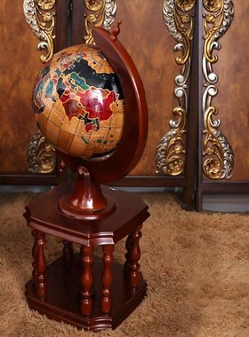地球仪办公室落地摆件1米实木大号乔迁公司开业礼品50/60/80cm