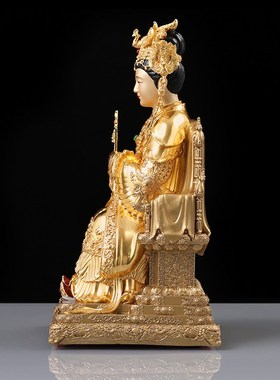 铜像泰山奶奶碧霞元君泰山娘娘泰山老母神像佛家用摆件贴金缘多福