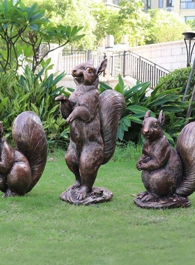 户外仿真动物小松鼠树脂摆件花园林庭院阳台幼儿园玻璃钢雕塑装饰