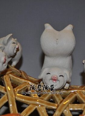 猪笼入水为财陶瓷工艺石湾公仔开张送礼家居客厅动物摆件