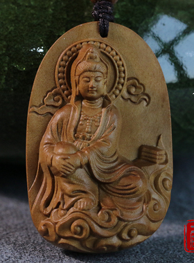 保真印度老山檀香木吊坠雕刻工艺挂坠项坠项链男女饰品自在观音