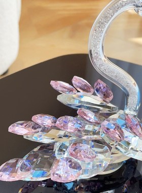 Ch水晶天鹅入口电视柜酒柜家居装饰饰品无障R碍豪华花瓶建成礼品