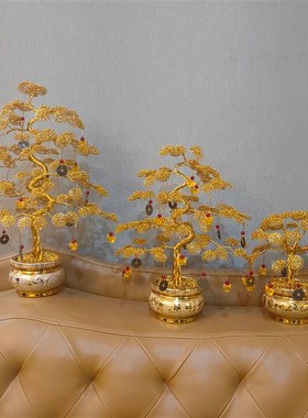 创意发财树招财树纯手工新宅乔迁开 业公司前台玄关摇钱Z树装