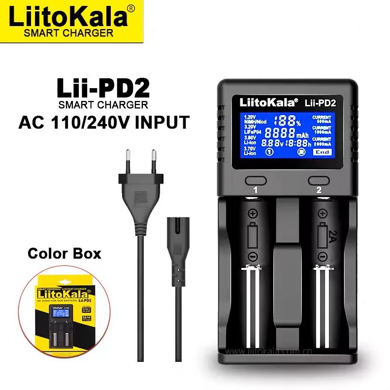 甄选LiitoKala Lii-PD2 18650 26650 21700 LCD锂电池充电器 - 图0