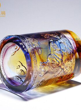 琉璃生肖牛笔筒办公室桌面摆件送领导高档装饰礼品中国风生日礼物