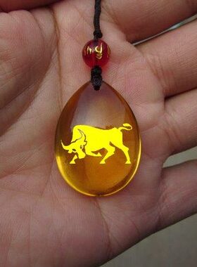 包邮黄水晶12生肖属相吊坠鼠 牛 虎  兔 龙 蛇 马 羊 猴 鸡 狗 猪