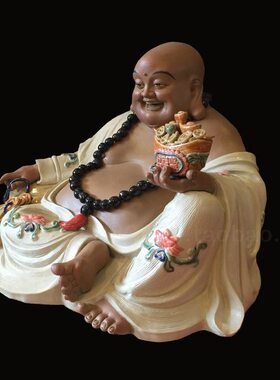 石湾公仔陶瓷工艺品人物客厅卡通可爱笑佛家居饰品简约创意摆件