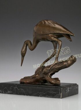 铜雕白鹭AL281书房办公室家居室内摆件软装家饰动物工艺礼品包邮