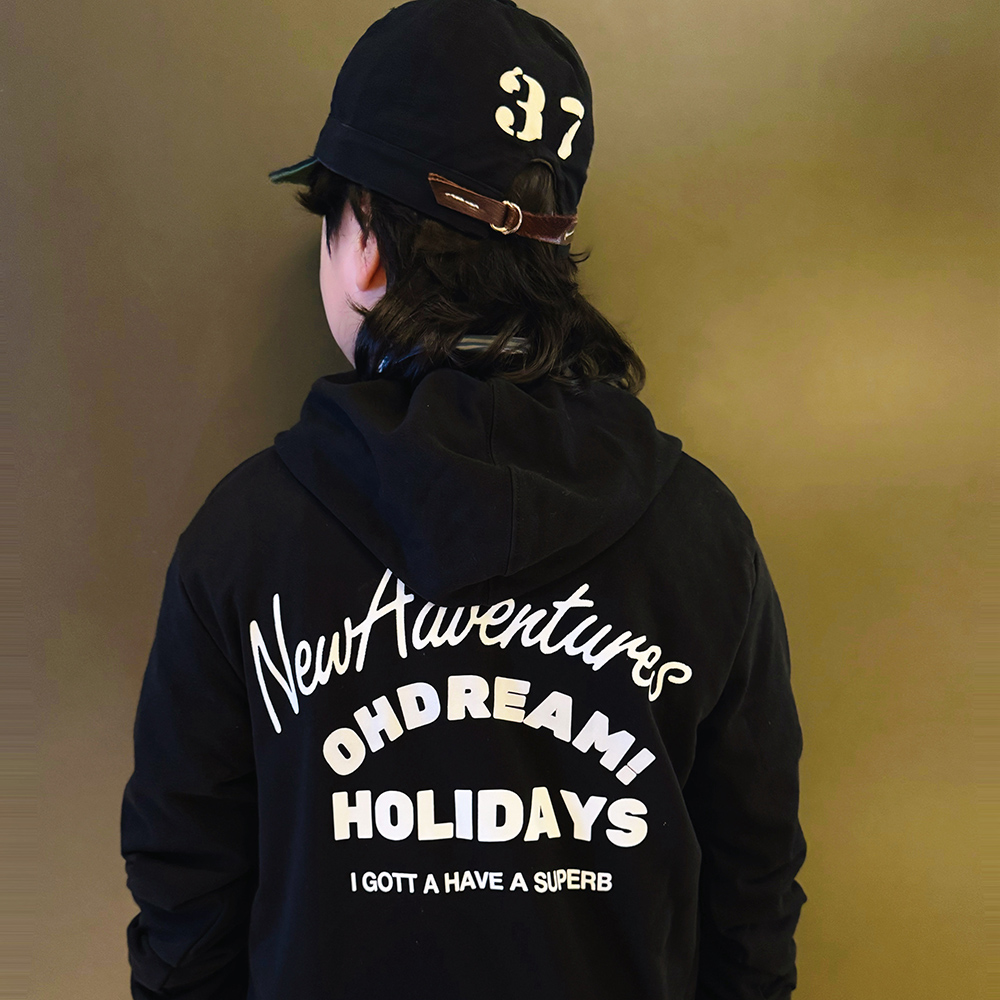 OHDREAM童装黑色爱心经典款男女童亲子毛圈帽衫拉链卫衣 - 图1