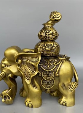 铜象摆件一对纯铜大象客厅玄关财位吸水象G大号开业礼品装饰工艺