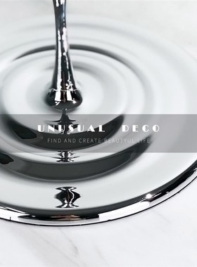 现代简约欧式轻奢银色金色v水滴摆件样板房售楼处书房客厅软装饰