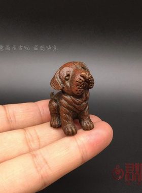 复古包浆实心铜可爱小狗啃骨头创意香插一套 铜小狗小骨头茶宠