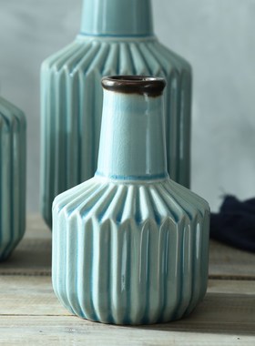 现代简约餐桌装饰插花摆件电视柜文艺创H意花器小清新陶瓷卧室花