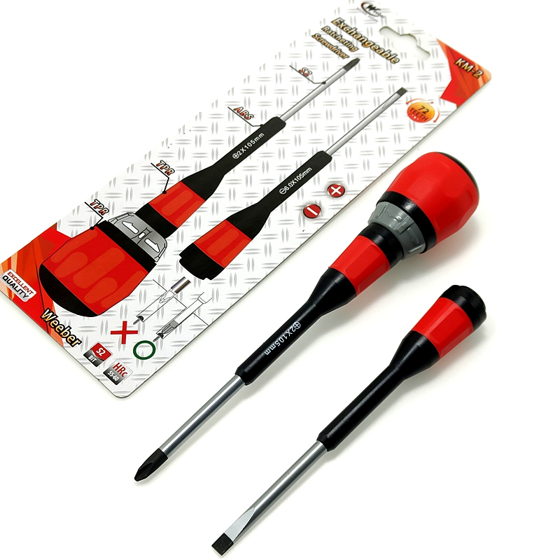 weeber威也日本进口棘轮两用螺丝批十字一字带磁150mm螺丝刀起子 - 图0