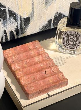 WHITE GARDEN法式创意波浪皂托洗手台香皂盒大理石置物盘沥水托盘