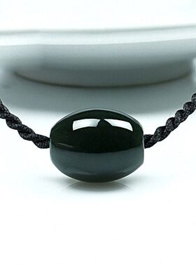 送证书天然和田玉黑青玉路路通玉石吊坠挂件男女款转运珠玉坠项链