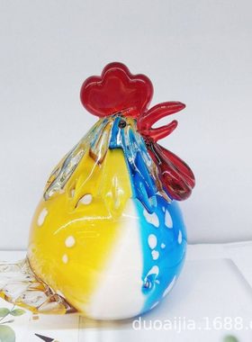 创意玻璃罩夜灯玻璃鸡摆件家居软装样板房装饰穆拉诺玻璃灯罩