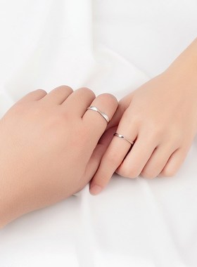 999足银莫比乌斯情侣戒指时x尚简约素圈男女开口对戒情人礼物刻字