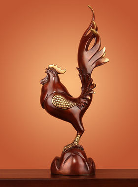 《一鸣惊人》全铜公鸡摆件铜鸡十二生肖卧室房间T摆设招财工艺礼