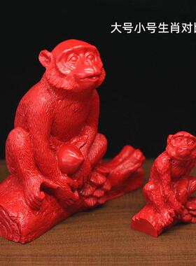 生肖朱砂小摆件装饰生肖鼠牛虎兔龙属蛇马羊猴鸡狗猪桌面工艺礼品