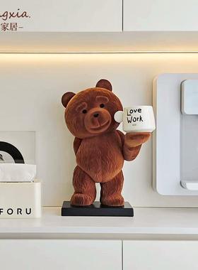 上下家居泰迪熊玄关托盘创意可爱钥匙收纳托盘新家乔迁礼品