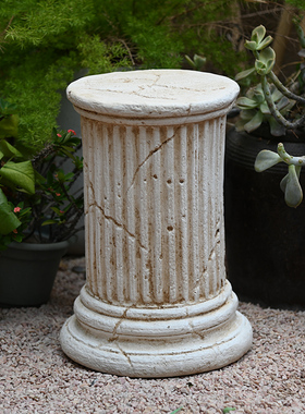 覆古做旧圆形罗马k柱子装饰摆件落地花盆底座别墅门口阳台庭院花