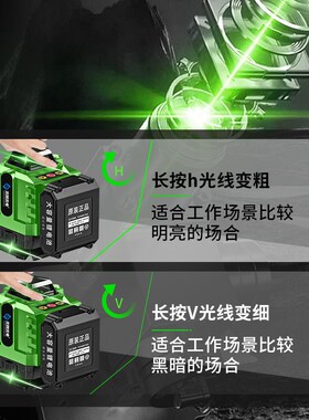 光梵绿光12线水平仪激光红外线高精度强光细线自动调平红光平水仪