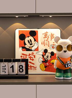 轻奢高档日历高级感暴力熊摆件客厅电视柜装饰品入户玄关家居好物