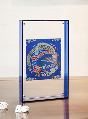蜀江锦院亚克力蜀锦框画中国风礼品送老外家居摆件大师臻艺手工艺