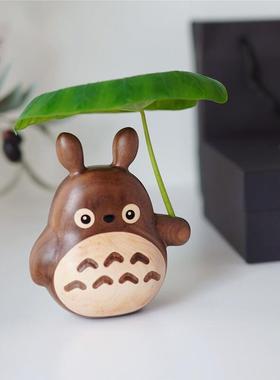 Joe的小作坊/小猫猫黑胡桃木摆件风车可以转的实木创意香薰礼物