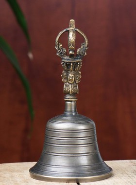 金刚铃杵尼泊尔手工五股铃杵现代K供具铜摇铃法铃 大号