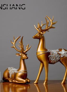 欧式创意情侣鹿摆件家居饰品客厅玄关书房办公装饰结婚礼物工艺品