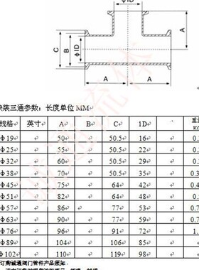 不锈钢卫生级快装三通304316卡箍式三通快开三通食品镜面抛光三通