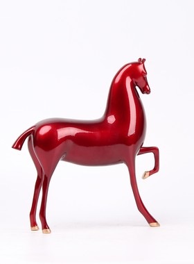 新中式蓝色马头树脂家p居摆件现代酒店别墅展厅玄关动物软装饰品